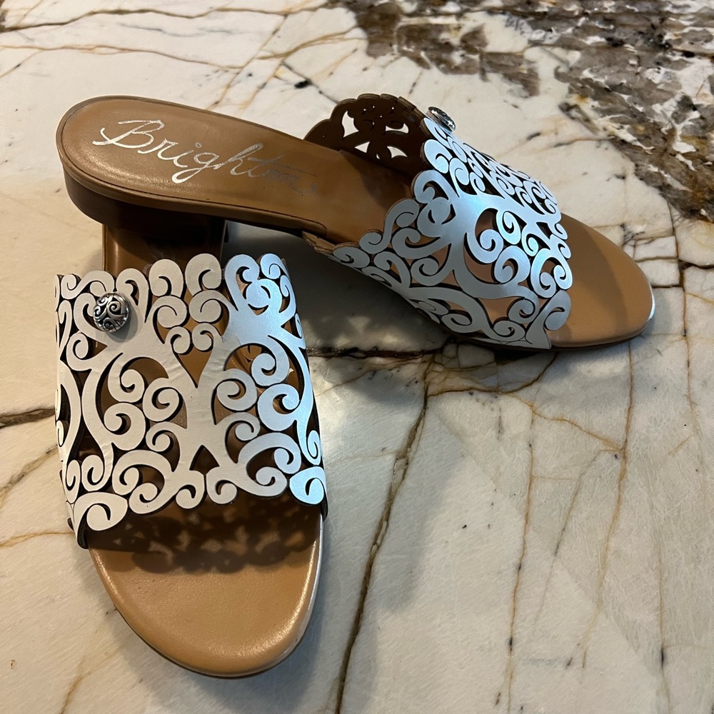 Brighton white flats/mules